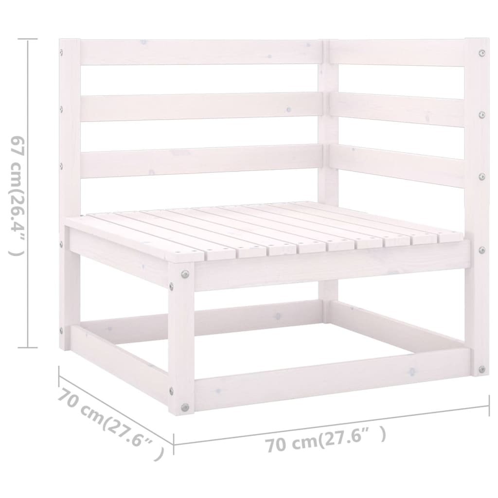 11-tlg. Garten-Lounge-Set mit Kissen Weiss Kiefer Massivholz
